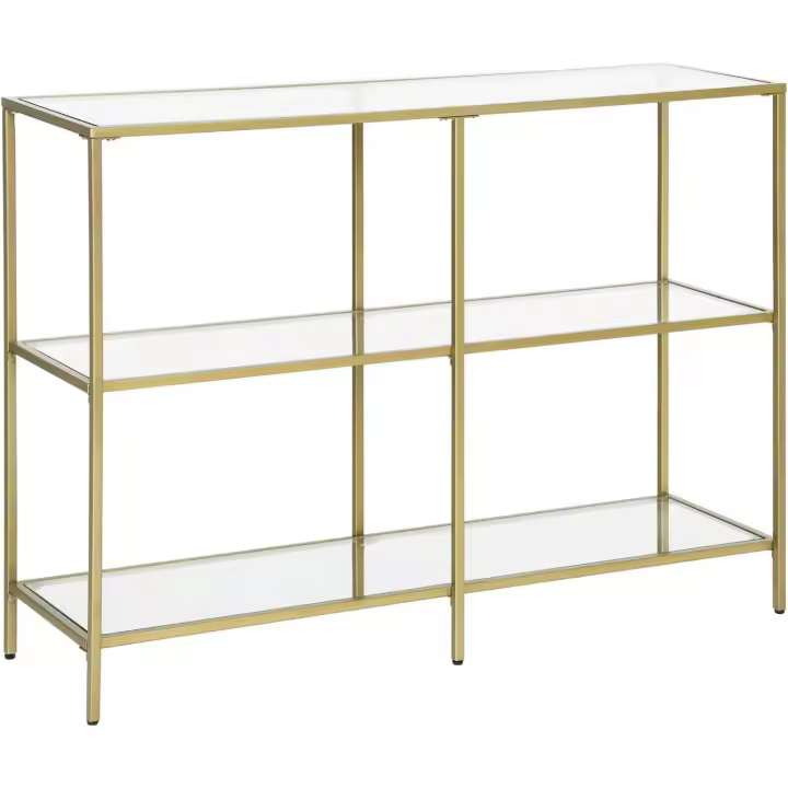 Mueble de Vidrio Templado de 3 Niveles Marco de Metal Morna para Pasillo Salón Dormitorio - 1
