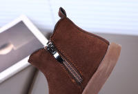 Botas de cuero con cremallera lateral y forro de terciopelo para niños, estilo retro británico. - details 6
