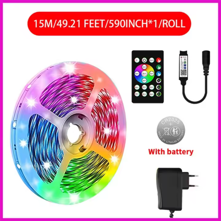 5050RGB Smart LED Strip Lights,  24V With Bluetooth App Control RGB Strip For Party Decoration, Party - 1