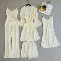 Conjunto de 5 piezas para mujer, vestido de novia de dama de honor, ropa de dormir de satén Ence, ropa de dormir sexy - details 3