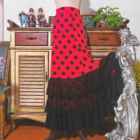 Flamenco Flamengo baile nueva falda estampada punto ondulado de una capa con volantes - details 9