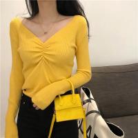 2025 suéter Sexy con cuello en V para mujer, Jersey de punto de otoño, Jersey elegante suave coreano ajustado de manga larga para mujer, Top básico nuevo de invierno - details 26