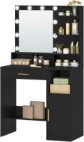 Tocador de Maquillaje con 3 estantes y 4 Compartimentos Abiertos, tocador con cajón Grande y Armario, - details 3