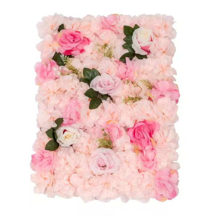 Paneles de flores artificiales para pared, decoración de fondo de boda, rosa pálido, 40x60 Cm, 6 unidades - 1
