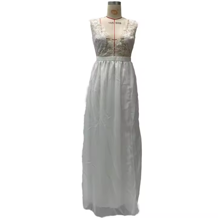 2025 Vestido de noche largo dividido a la moda con cintura media y encaje de boda para mujer - 1