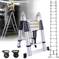 Hengmei - Escalera telescópica de aluminio plegable multiusos