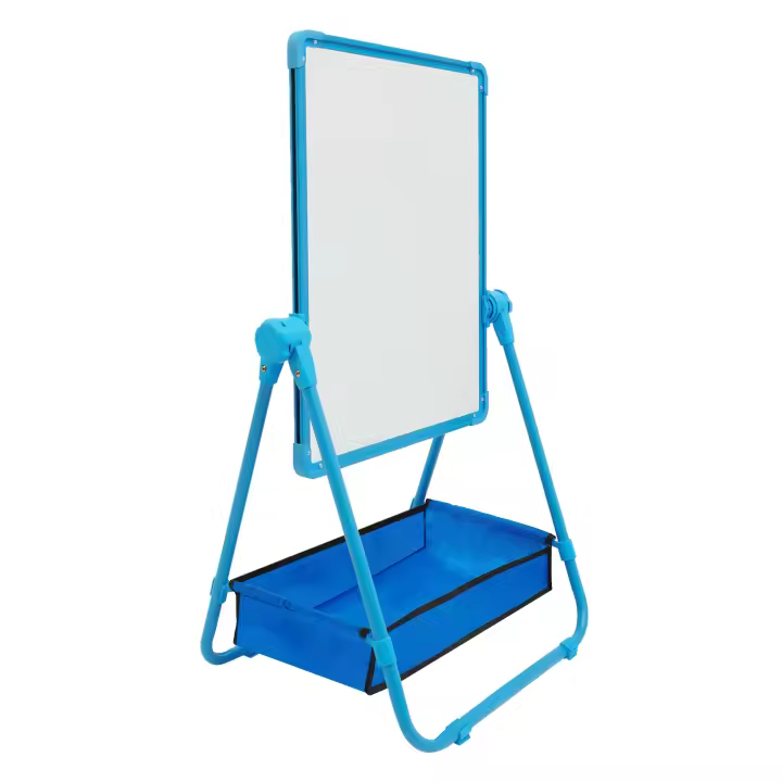 23.6 * 17.7in Double-Sided Drawing Board with Adjustable Height, 360°Rotation White board & Chalkboard with Storage Bag (Blue) - 1