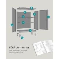 Archivador de Oficina, Armario Multifuncional, 2 Puertas, con Cerradura, Almacenamiento de Acero, para Sala de Estar, Gris Mate OMC013G01 - details 34