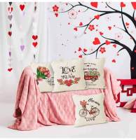 Funda de almohada para bicicleta del Día de San Valentín, funda de almohada con estampado de flores rosas, funda de cojín de lino, funda de almohada festiva para cintura - details 5