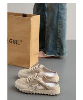 Malla zapatos de las mujeres de verano de las mujeres de fondo plano antideslizante perezoso bolsa de un pedal sandalias de cabeza bolsa cabeza media zapatillas fuera - details 16