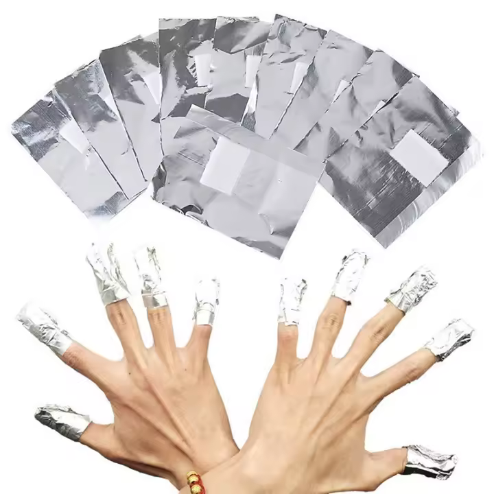 Herramienta para quitar uñas de arte, papel de aluminio, con sábana de algodón - 1