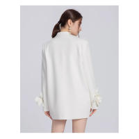 Blazer de diseño original de flores tridimensionales de moda blanca 2025, traje largo sexy de alta gama para fiestas de ocio de - details 2