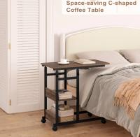 Mesa auxiliar Mesa de centro Cama Sofá Mesa para computadora portátil En forma de C Altura ajustable con ruedas Mesa auxiliar - details 7