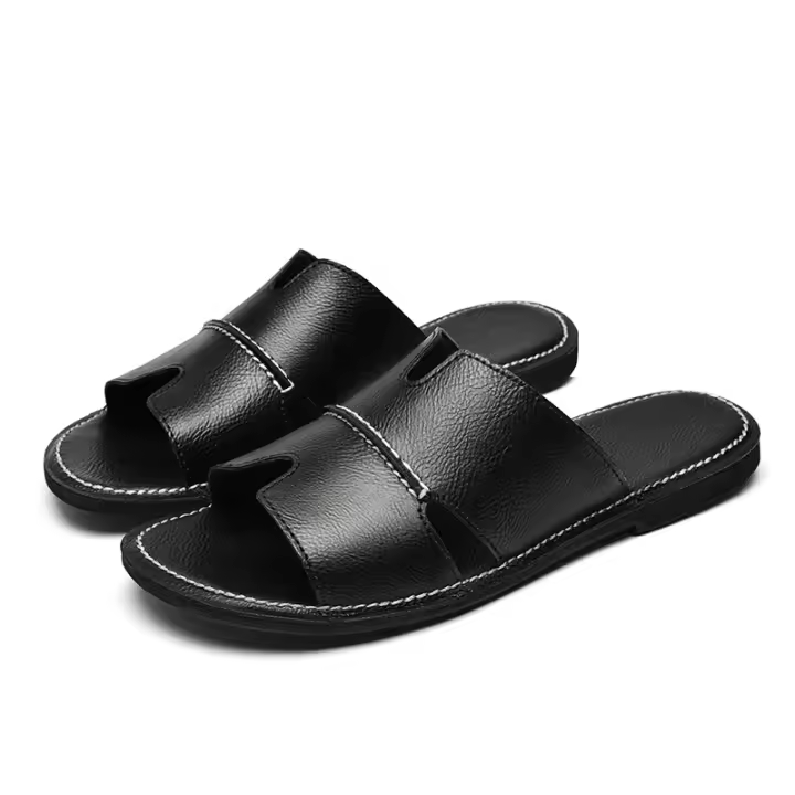 Novedad Verano 2024 Sandalias de Cuero para Hombre Zapatos Transpirables para Playa y Exteriores con Suela Plana y Abrecha - 1