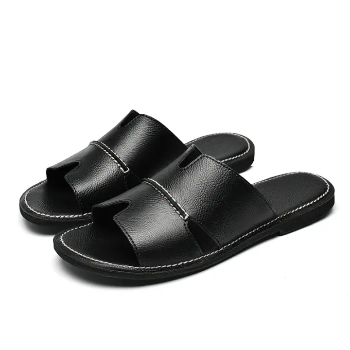 Novedad Verano 2024 Sandalias de Cuero para Hombre Zapatos Transpirables para Playa y Exteriores con Suela Plana y Abrecha - 1