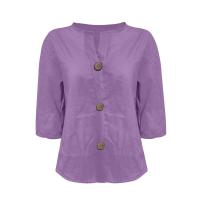 Camiseta de verano "Mujer 2025 con cuello en V, lino y algodón, holgada y transpirable, estilo boho-chic - Moda informal y elegante" "Mujer con cuello en V, algodón, transpirable, - Moda" - details 24