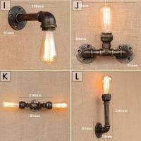 Luz de pared Industrial para Loft, lámpara Retro de tubería de agua de hierro oxidado, candelabro Vintage E27, accesorios de iluminación para el hogar, Lustres de Luz - details 3