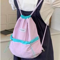 Mochilas con cordón de estilo coreano, diseño de nicho de Color en contraste, bolso de nailon suave ligero, bolso de hombro de gran capacidad de Color sólido - details 23