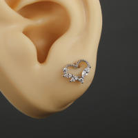 Piercing de acero quirúrgico para oreja, aretes de cristal para cartílago, 2 piezas, 16G, 16G - details 5