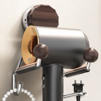 Estante para secador de pelo montado en la pared, estilo ventosa, estante de almacenamiento con ventosa para ahorrar espacio, aspecto de madera ajustable - details 4