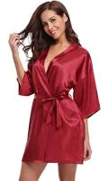 Bata de satén para mujer, lencería íntima, ropa de dormir sedosa, regalo de boda nupcial, bata de baño tipo kimono informal, camisón Sexy - details 24