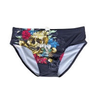 Jessborn pantalones cortos de natación para hombre, bañador sexy de tiro bajo con estampado de calavera 3D, ropa de baño para entrenamiento de surf en la playa - details 5