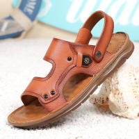 Sandalias de hombre de cuero genuino, cómodas y frescas para el verano, antideslizantes para uso en exteriores. - details 8