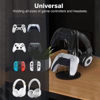Soporte de exhibición de acrílico de 2 capas para mando de juegos, ahorro de espacio con soporte para auriculares, colgador, soporte para controlador de juego inalámbrico, transparente - details 3
