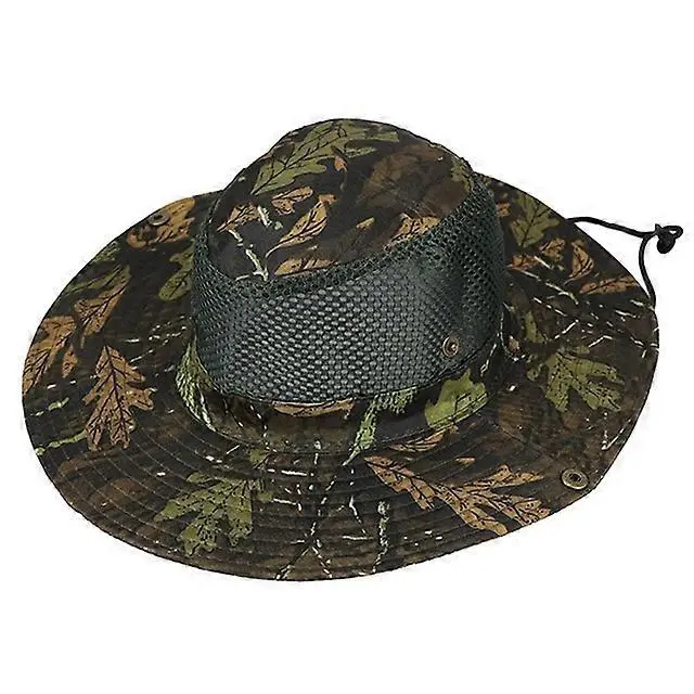 Sombrero de cubo de malla transpirable de verano único, gorra táctica militar con estampado de camuflaje, ala grande, senderismo, pesca, sombrero para el sol de playa al aire libre - 1