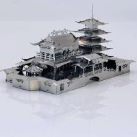 Modelo MMZ, rompecabezas de Metal, pabellón Longyuan clásico chino, construcción Diy, Kits de modelos 3D, corte láser, ensamblaje, rompecabezas, Juguetes - details 3