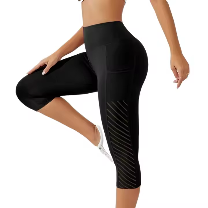 Pantalones cortos deportivos, pantalones cortos para mujer, Fitness, desnudez, cintura alta, levantamiento de cadera, correr, Yoga, bolsillos laterales, medias, ropa deportiva de secado rápido para gimnasio - 1