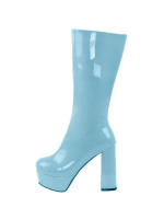 Botas de longitud media para mujer, con plataforma impermeable, tacón grueso, cremallera lateral, botas de moda de charol, Otoño/Invierno 2025 - details 4