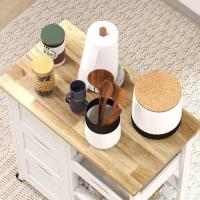 Cocina Islandesa Carrito Auxiliar con 3 Cajones, 2 Estantes Abiertos, Banja Extraíble Blanco - details 6
