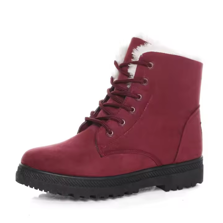 Botas cortas de algodón Martin versión coreana de nieve de tacón plano para mujer, Atos grandes para mujer, invierno, nuevo - 1