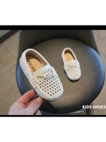 Zapatos casuales de moda para niños, zapatos planos sin cordones para niños, Color sólido, novedad de 2025, mocasines para niños con agujeros de PU antideslizantes simples y suaves - details 6
