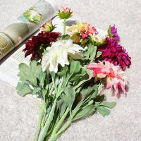 Crisantemo Artificial de 2 cabezas, flor de Dalia de simulación elegante hecha a mano, flor de crisantemo de seda de tacto Real realista - details 3