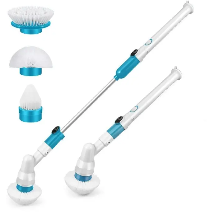 Eléctrico Limpieza Hogar, Fregadora Giratoria Eléctrica con 3 Cabezales de Cepillo Reemplazables, Mango Extensión Ajustable para Baño/Cocina/Coche - 1