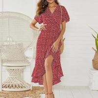 Vestido Playero Largo Sexy con Flores Vestido Bohemio de Gasa con Volantes Estampado - details 5