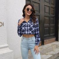 Camisa de Verano Azul a Cuadros Top Elegante para Mujer Moda Joven Novedad 2024 - details 5