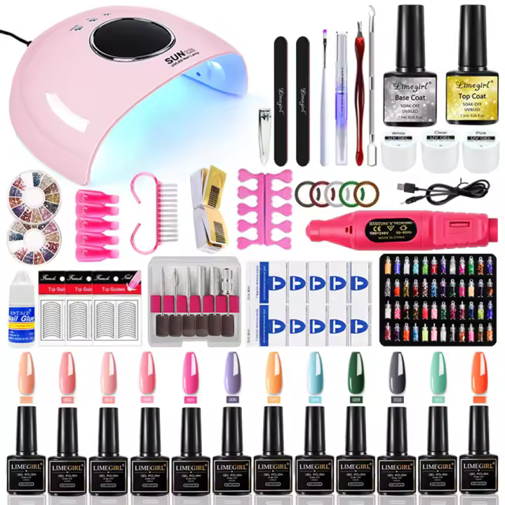 Set de Extensión de Gel para Uñas LED Kit de Manicura Acrílico con Máquina Eléctrica y Aislamiento Superior e Inferior - 1