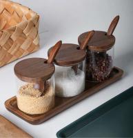 Tarro de condimentos de cocina, botella de vidrio para especias y pimienta, recipiente para refrigeración de alimentos, granos, azúcar, con tapa de madera, tarro de sal - details 10