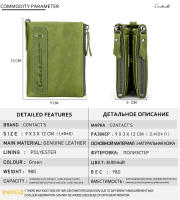 Carteras de Piel Genuina CONTACT'S para Mujeres - Carteras Cortas de Doble Pliegue, Monederos de Moda para Mujeres, Porta Tarjetas, Monedero, Clip para Dinero, Carteras para Mujeres y Hombres - details 2