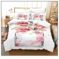 Juego de ropa de cama con Perfume personalizado, funda de edredón rosa con flores, ropa de cama, regalo romántico de moda - details 13