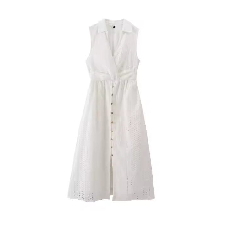Ropa de mujer de estilo europeo y americano, vestido casual sin mangas hueco bordado de moda francesa 3017653 - 1
