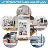 Soporte para folletos y revistas – Soporte inclinado para libros y revistas con 4 estantes (blanco, 4 capas, 59,5 cm de ancho) - details 4