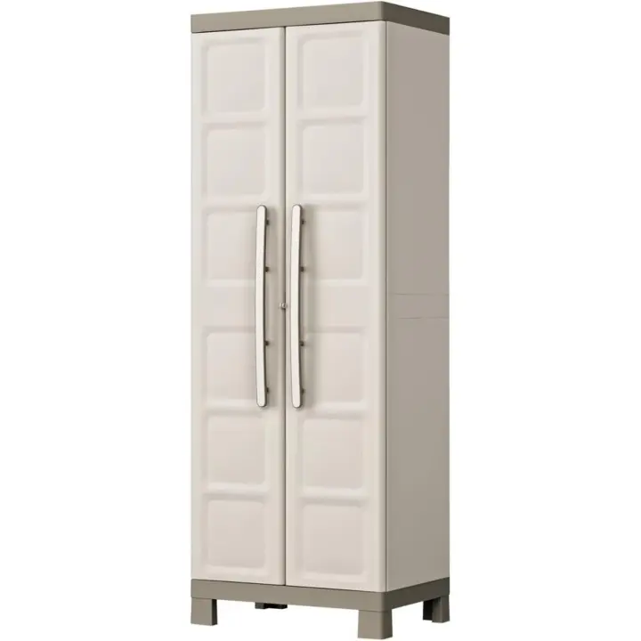 Excelencia Alta Resina Wardrobe 2 Puertas Regulables en Altura 4 Baldosas Color Arena/Gris - 1