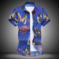 Camisa azul negra púrpura con solapa de un solo pecho de manga corta estampada blanca de verano para hombre, talla asiática M-5XL 6XL 7XL - details 21