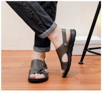 Sandalias de cuero para hombre, zapatos suaves de playa y exterior, planos, color negro, para jardín, 2024 - details 9