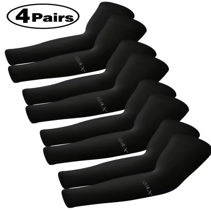 4 pares de mangas de brazo de protección solar y enfriamiento - Unisex, transpirables y ajuste de compresión para hombres, mujeres y adolescentes - Ideal para deportes al aire libre, ciclismo y actividades escolares de verano, accesorios deportivos - 1