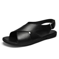 Sandalias de Estilo Vintage para hombre, zapatos informales de cuero genuino para exteriores, zapatos de playa con punta abierta, planos romanos para caminar - details 9